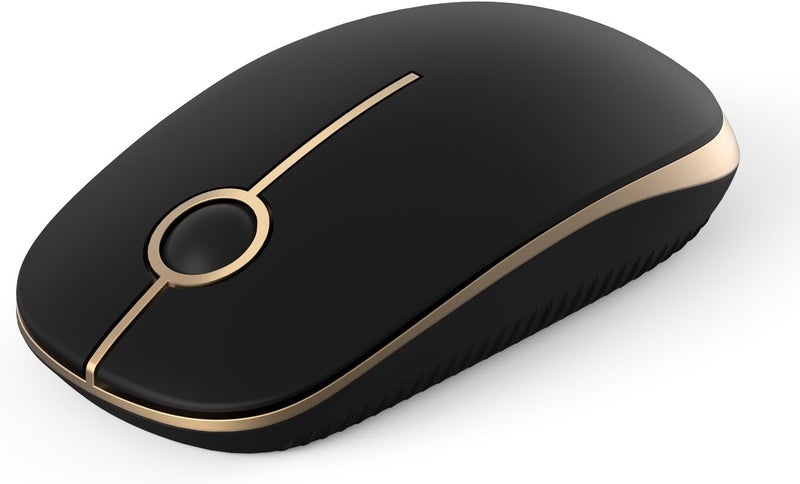 Unipows Wireless Mouse - 2.4G Slim Portable Computer Mouse with Nano Receiver, Less Noise Mobile Optical Mice for Notebook, PC, Laptop, Computer, Mac (Black and Gold) - Image 1